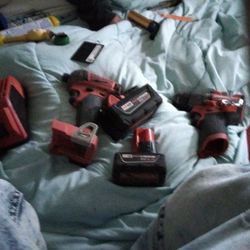 Milwaukee Hammer Drill And Impact Drill With 2 Batteries And Duel Charger 