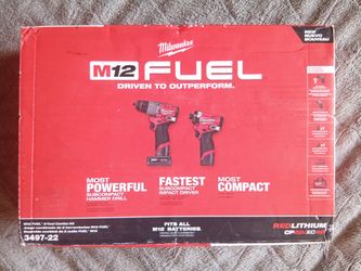 Milwaukee M12 fuel brushless cordless hammer drill/ impact driver combo kit 3497-22