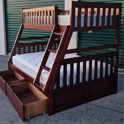 TWIN OVER FULL BUNK BED W 2 DRAWERS UNDERNEATH 