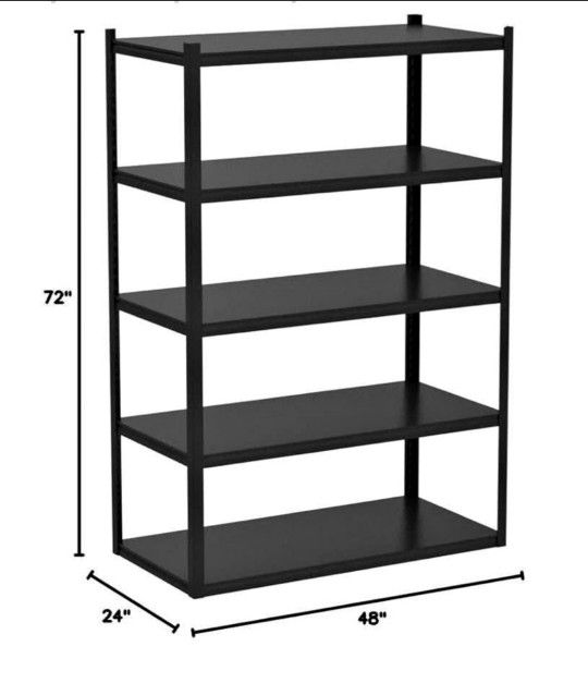 Whalen 5-Shelf Steel Shelving Unit 48" W x 24" D x 72" H Black
Heavy Duty 48" W 24" D 72" H