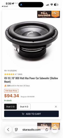 Skar Audio VD-10 10" Car Subwoofer