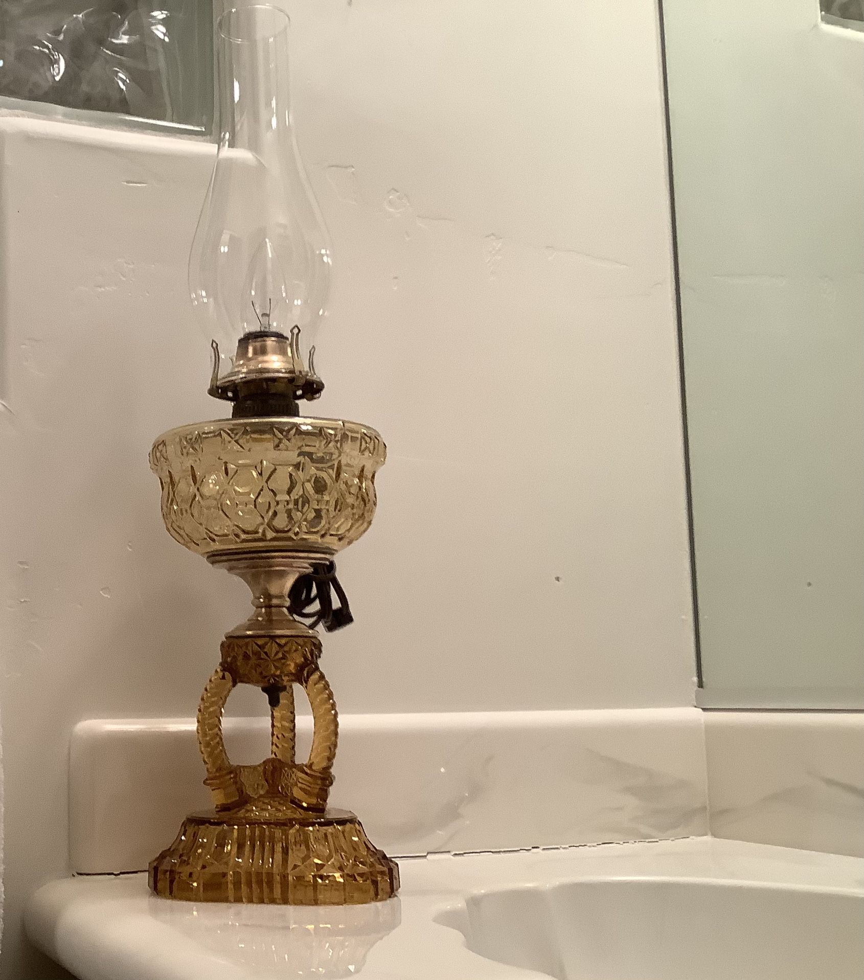 Lamp, Cathedral Amber Base