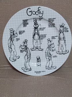 NEW Walt Disney Sketchbook Goofy 10.5” Dinner Plate.