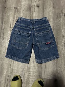 Vtg 90s JNCO Jeans Shorts Mens Size 34 Blue Jorts Denim Embroidered Logo