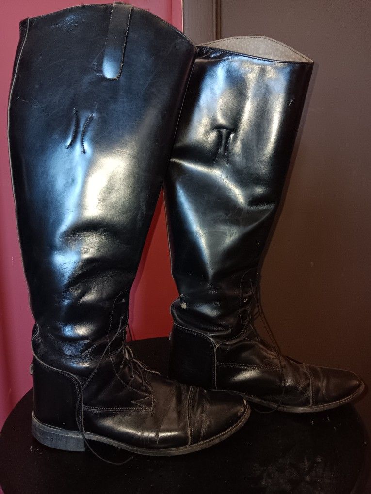 Antique Leather Riding Boots Size 7 1/2 Cosplay Gothic