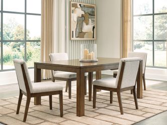 Marxmore Beige/Brown Extension Dining Table and 4 Chairs (Online Special Price)