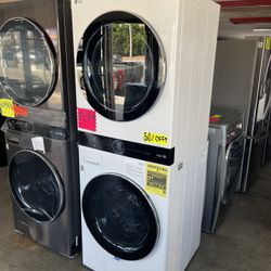 New LG ThinQ WashTower Single Unit Front Load Washer & Gas Dryer 