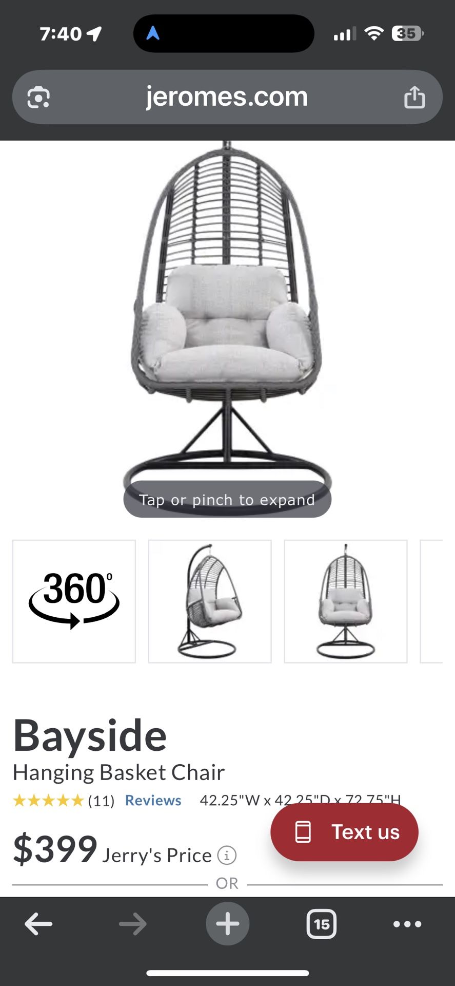 Like New Hanging Basket Chair