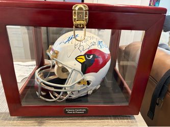 Game used Arizona Cardinals helmet (90s)  with 10 signatures