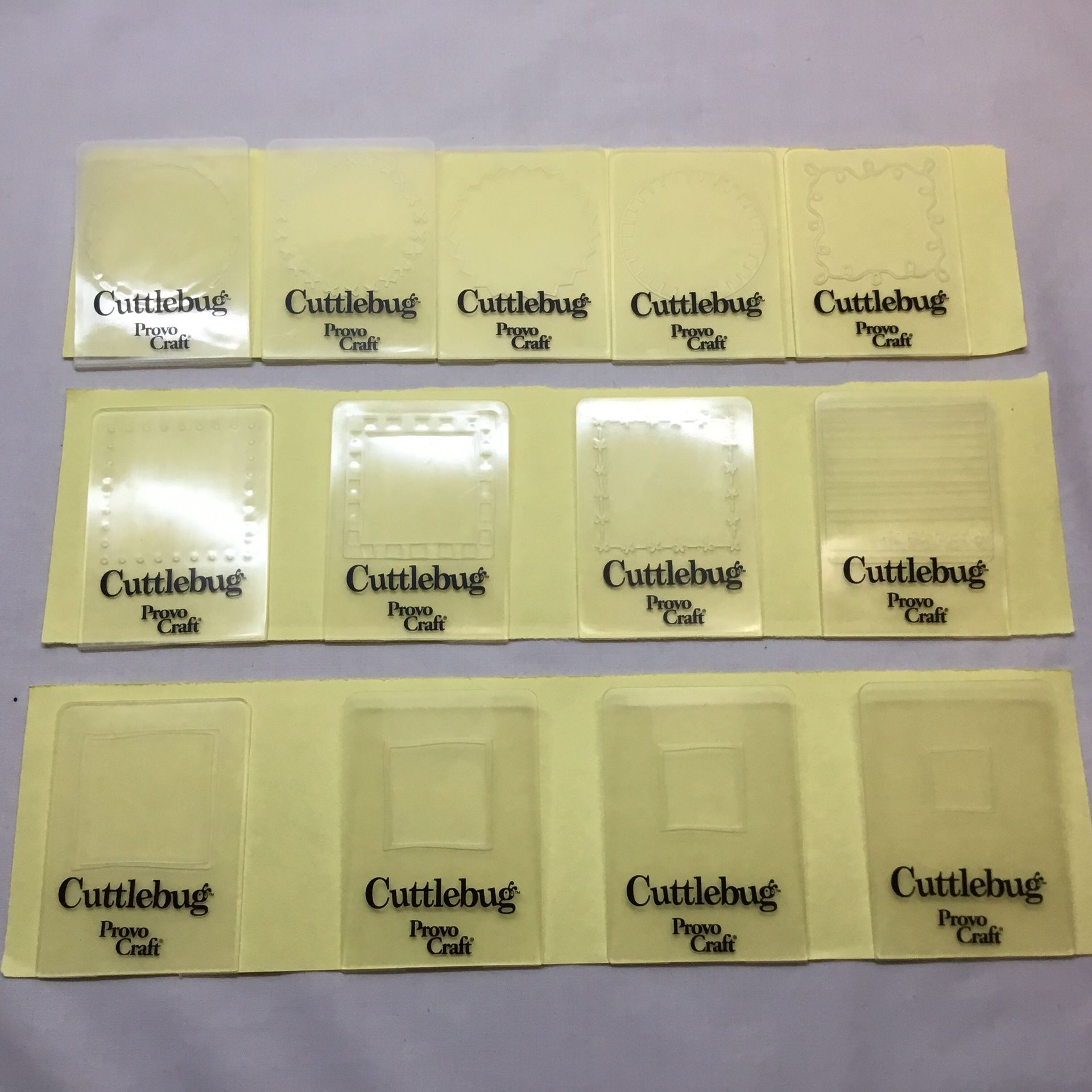 Lot of 13 - Cuttlebug Provo Craft Scallop Squares Embossing Folders Celebrate