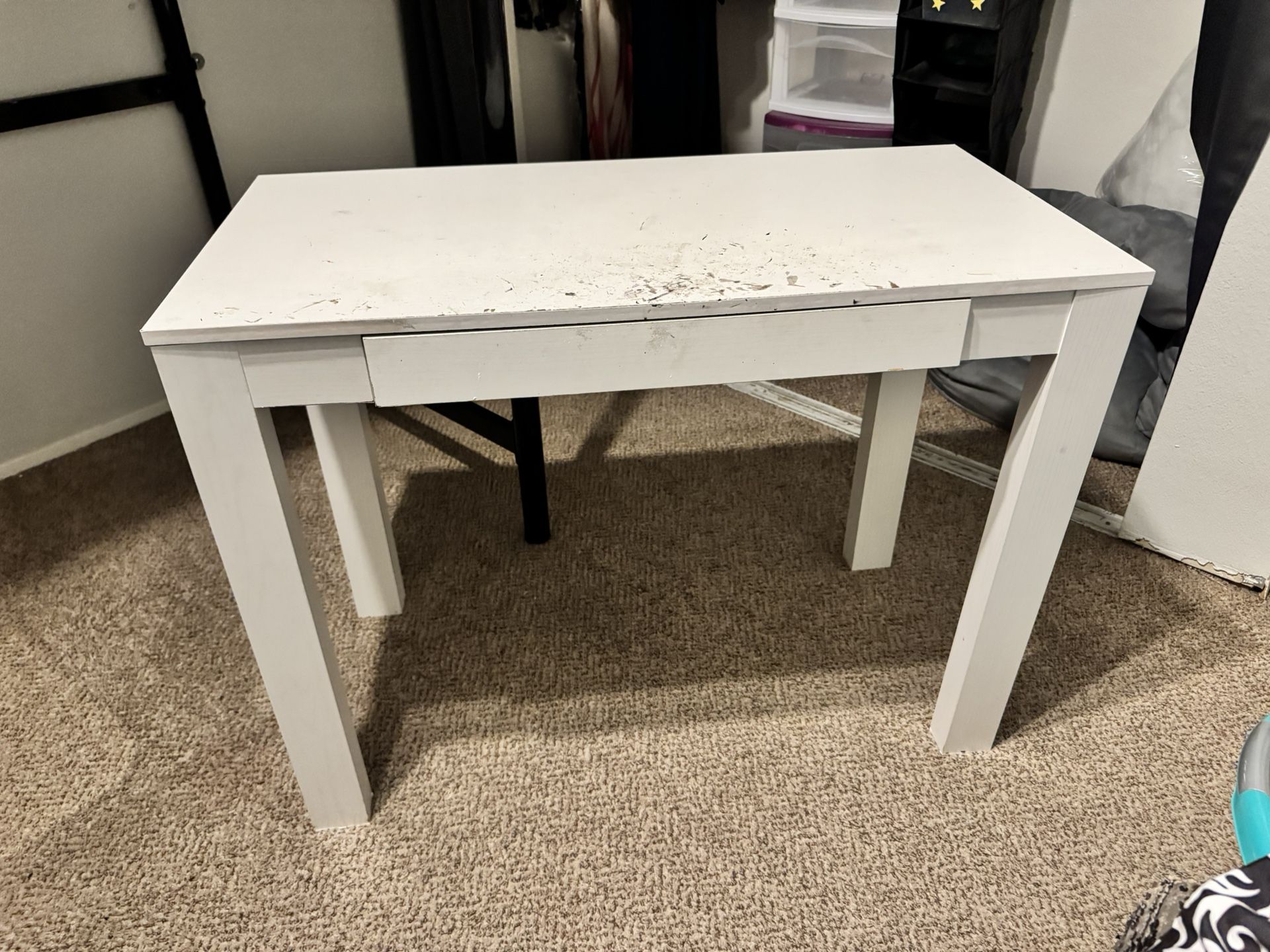 FREE White Wooden Parsons Desk