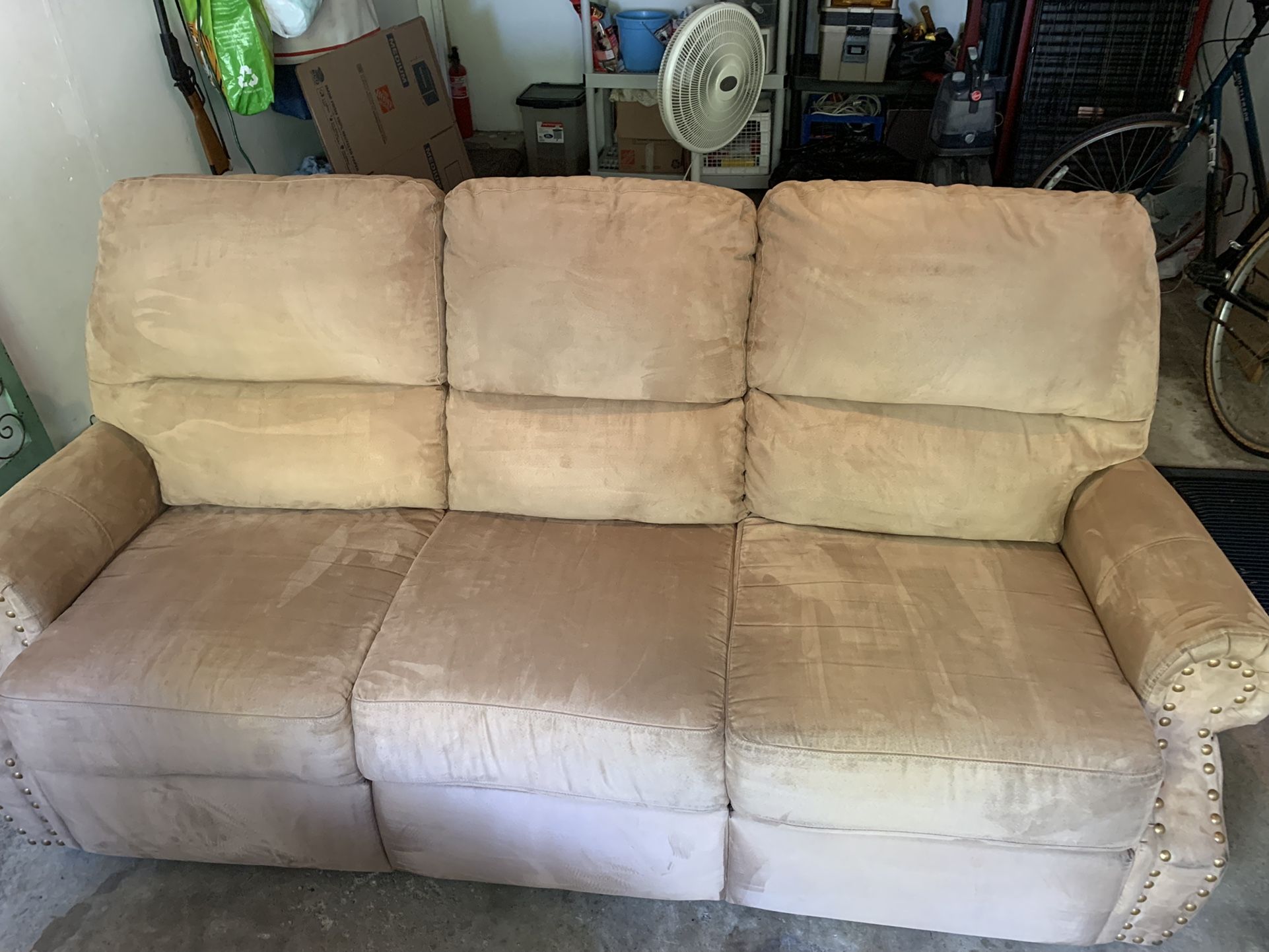 Tan Microfiber Couch And Loveseat-Excellent Condition