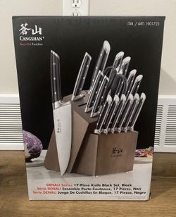 Cangshan Denali Series 17-Piece Knife Block Set Black Stainless Steel Wood