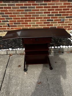 Rolling Work Desk with Drop-Leaf Design