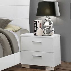Modern White 2-Drawer Nightstand