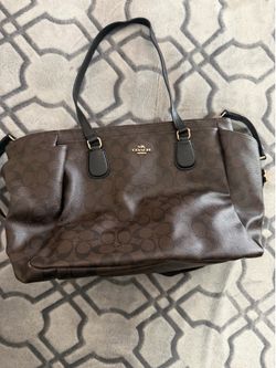 Coach brown leather diaper bag