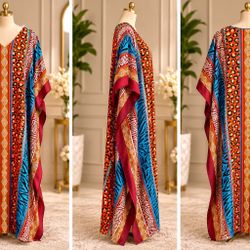 Dress 3 Of 3 — Orange, turquoise and burgundy animal print