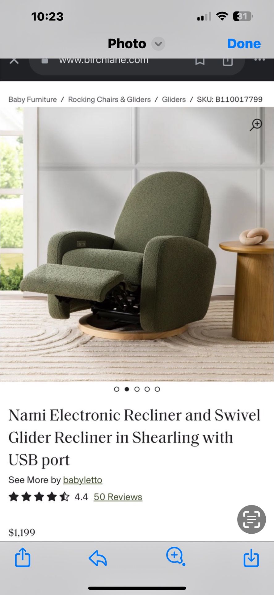 NEW STILL IN BOX NAMI ELECTRONIC RECLINER AND SWIVEL GLIDER RECLINER
