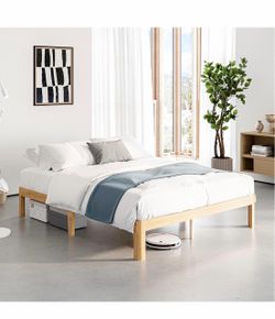 Natural Wood Platform Bed Frame