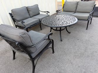 Patio,Outdoor furniture,2 Love Seat,1 chair,cushions,Coffee table.