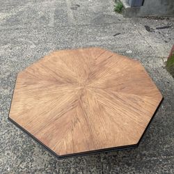 Regency Like Antique Octagonal Pedestal Hardwood Coffee Table Partially Restored