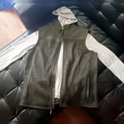 George Mens Sweater Fleece Vest w/ Vox Populi For The People Long Sleeve Lightweight Hoodie