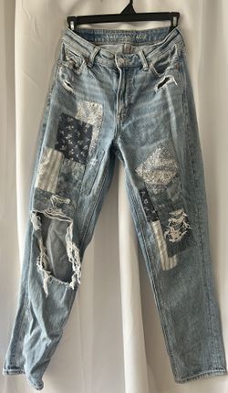 American Eagle Distressed Patchwork Jeans | Size 0 Regular