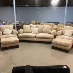 FREE delivery - Clean Bauhaus Sofas couches 2 Chairs With 2 Ottomans 