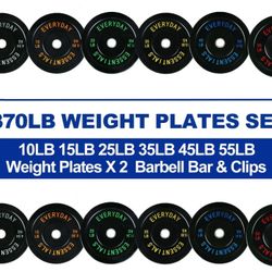 370 Lb Weight Plates With Olympic Barbell 🔥💪🏋️‍♂️