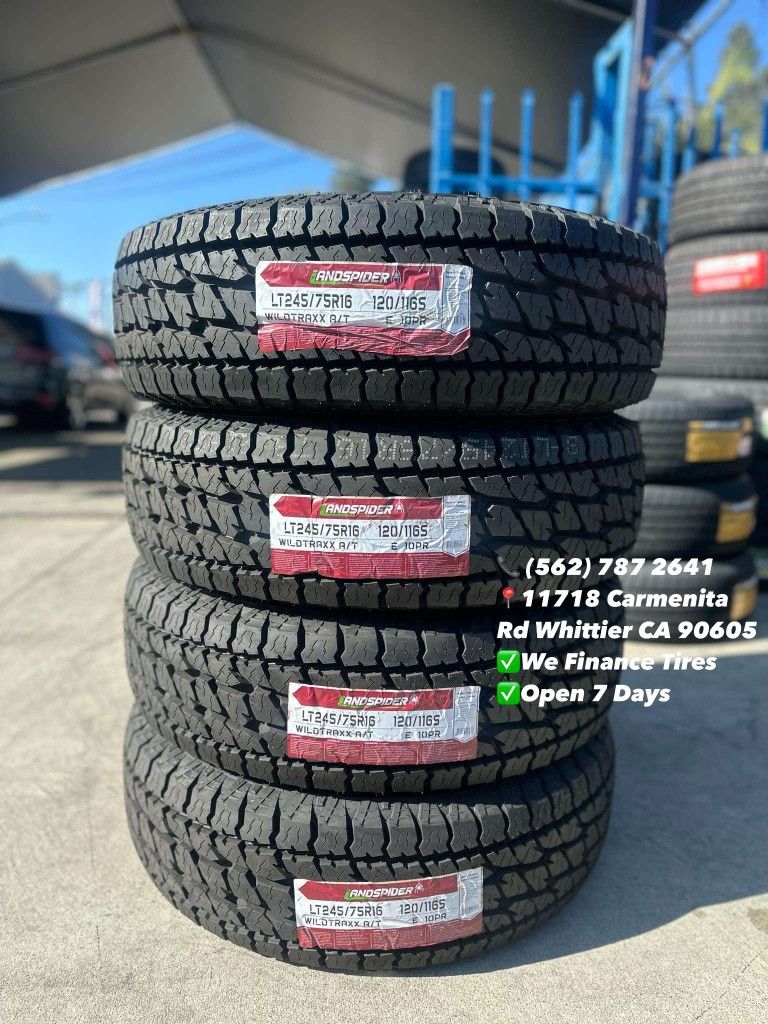 245/75/16LT Landspider All Terrain Todo Terreno New Set of Tires Installed and Balanced Set de Llantas Nuevas Instaladas y Balanceadas