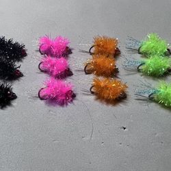 Steelhead-Salmon Flies, Size 4 BH, Egg Eztaz Wetflies Per 12