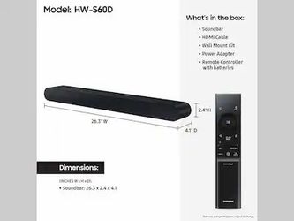 NEW Samsung HW-S60D Soundbar 5.0 Channel All-In-One Soundbar Dolby Atmos Q-Symphony LG