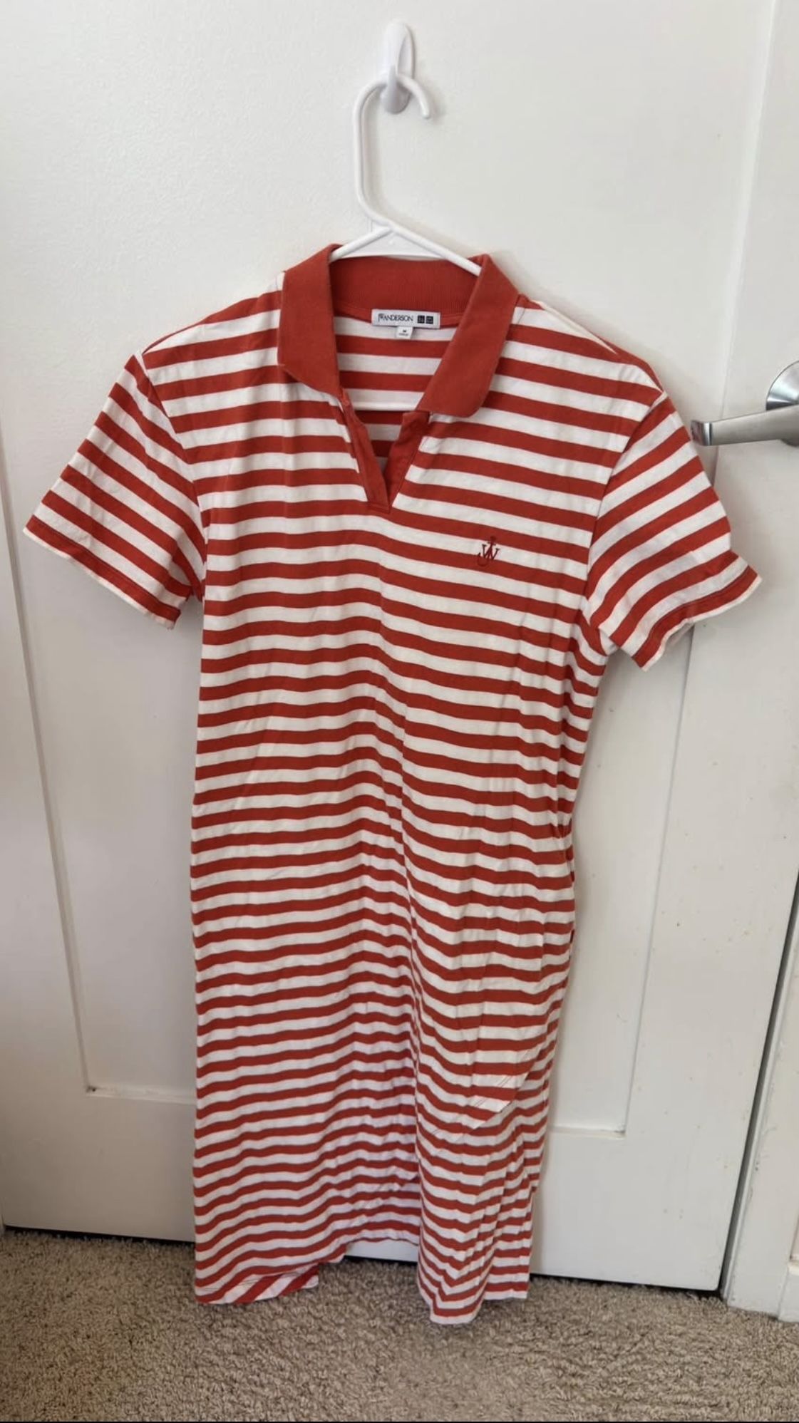 JW Anderson x Uniqlo Striped Polo Dress Size M- Orange & White - Good Condition