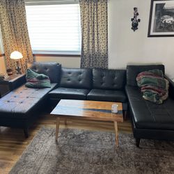 FREE Pleather Chaise Couch - Sofa Legs Buckled 