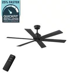 Open Box HOME DECORATORS COLLECTION Cortaine 54 in. Indoor/Outdoor Matte Black Ceiling Fan with DC Motor and Remote Control Included