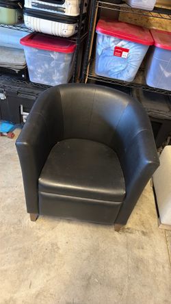 Ottoman and Leather Chair