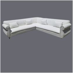 BRAND NEW 9x9ft SECTIONAL SOFA COUCH WHITE LEATHER 
