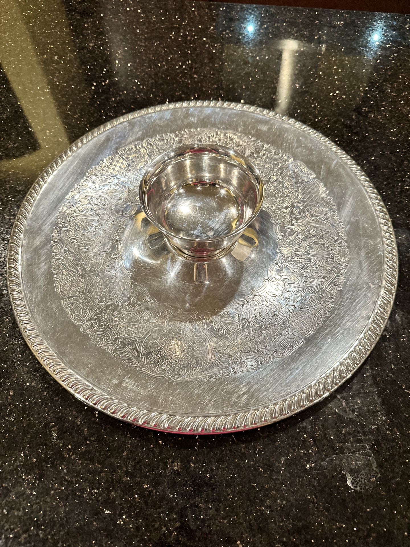 1930 Silver Chips & Dip Plate