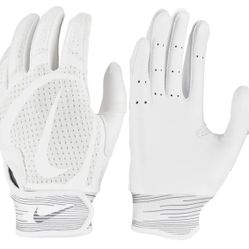 NIKE DRI FIT ALPHA BASEBALL BATTING GLOVES 1004381 126 ADULT XXL WHITE NEW W/Tag