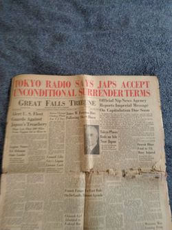 WWII Surrender Headline Great Falls Tribune Newspaper