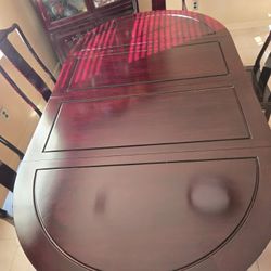 Chinese RED Wood Table Set (6 Chairs)