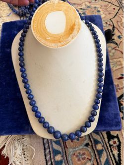 Vintage Lapis Lazuli Bead Necklace – Natural Deep Blue Gemstone Strand