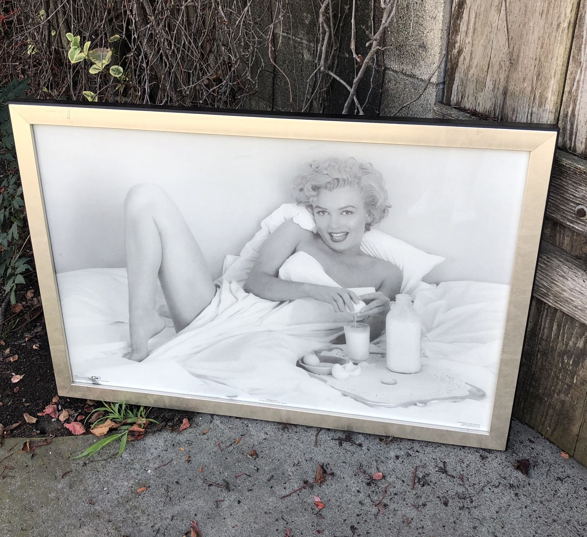 Marilyn Monroe Classic Black & White Framed Picture 39” X 27” MADE IN THE USA