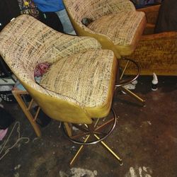 VINTAGE EMBROIDERED BAR STOOLS 