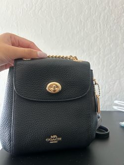 mini coach backpack with gold hardware