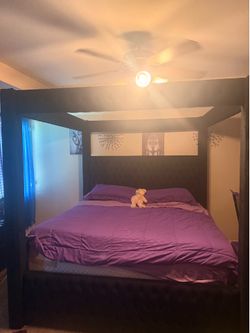 King size canopy bed frame & mattress