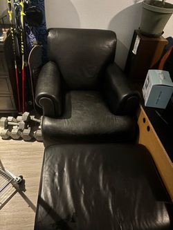 Ralph Lauren Leather Chair and Ottoman