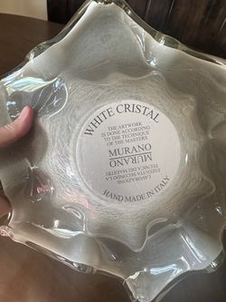 MURANO Art Glass Beige Flower Bowl Dish Mid Century Second Technique