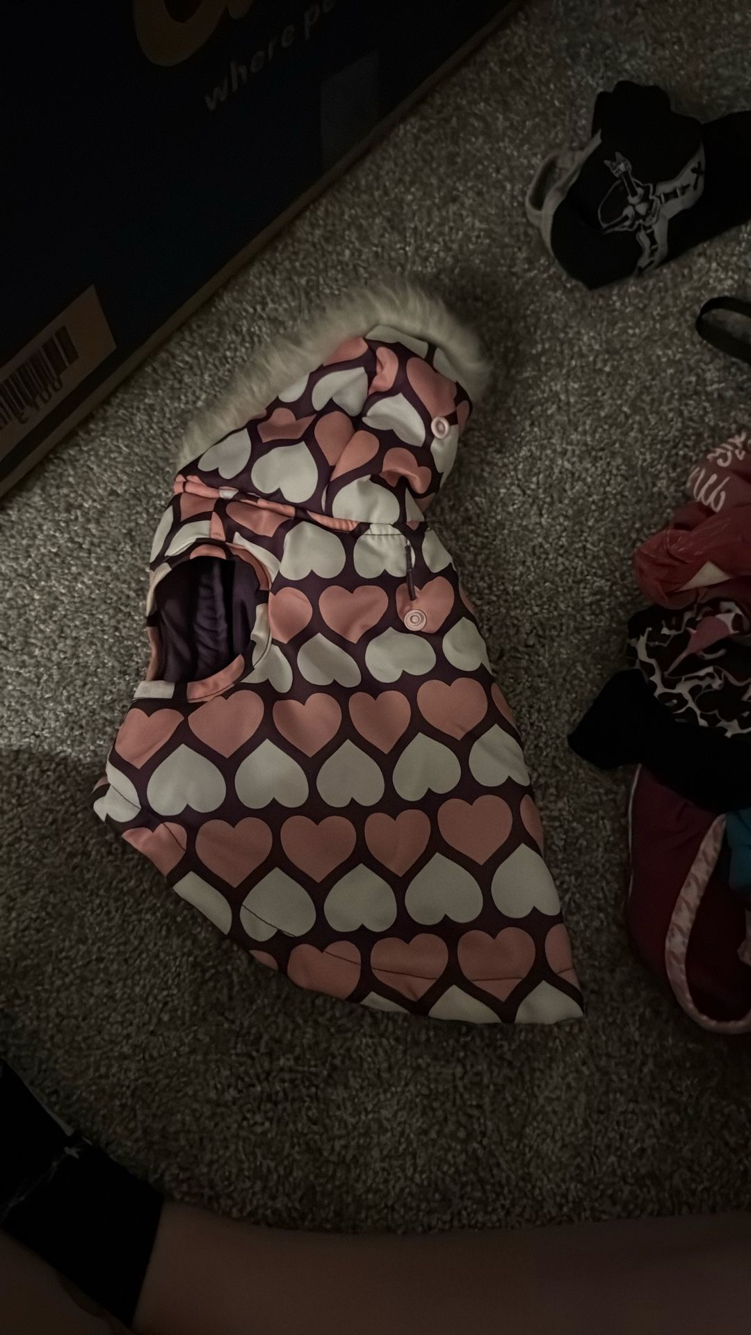 Purple White And Pink Dog Jacket With Fur Good