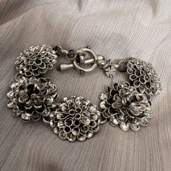 Y2k Silver Toned Lucky Brand Floral Bracelet Vintage
